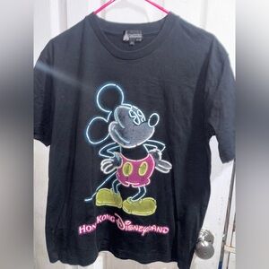 Disney Black Neon Mickey Mouse Hong Kong unisex size xl but has a small fit Tee